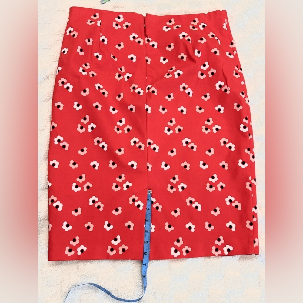 Boden Red Pencil Skirt with White Patterns - Picture 15 of 15